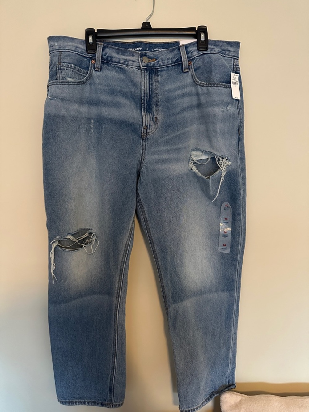 Old Navy Women's High-Rise Slouchy Straight Ripped Jeans - Light/Medium Wash